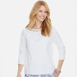 Vineyard Vines Women’s Poplin Basket Weave White Blouse / Size 6 / Brand NWT